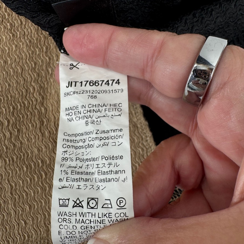 Shein Curve 2XL Maxi Dress Black Tan Color Block Slit Seersucker - Picture 7 of 10